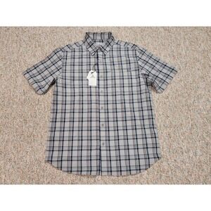 Ascend Shirt Mens Medium Gray Plaid Organic Cotton Shirt Sleeve Hiking Outdoor